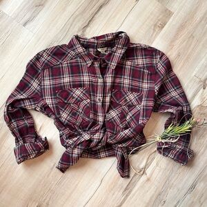 Burgundy Plaid Button Down Flannel
